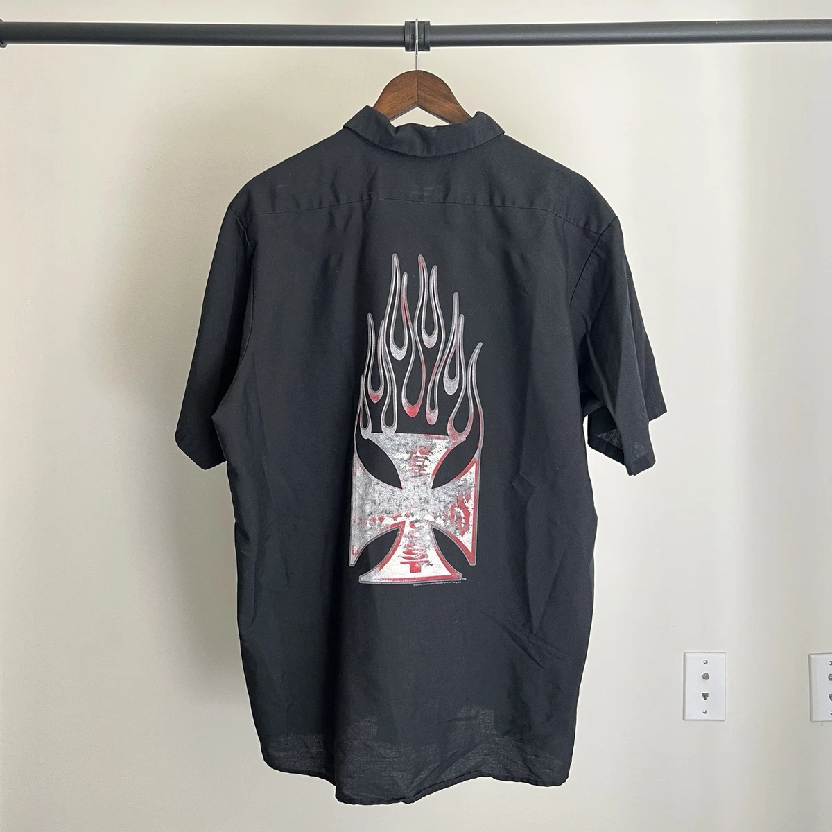 West Coast Choppers Short Sleeve Casual Button-Down Shirts for Men