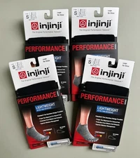4 Pack INJINJI Women's Lightweight Performance 5 Toe No Show Socks Size S Black
