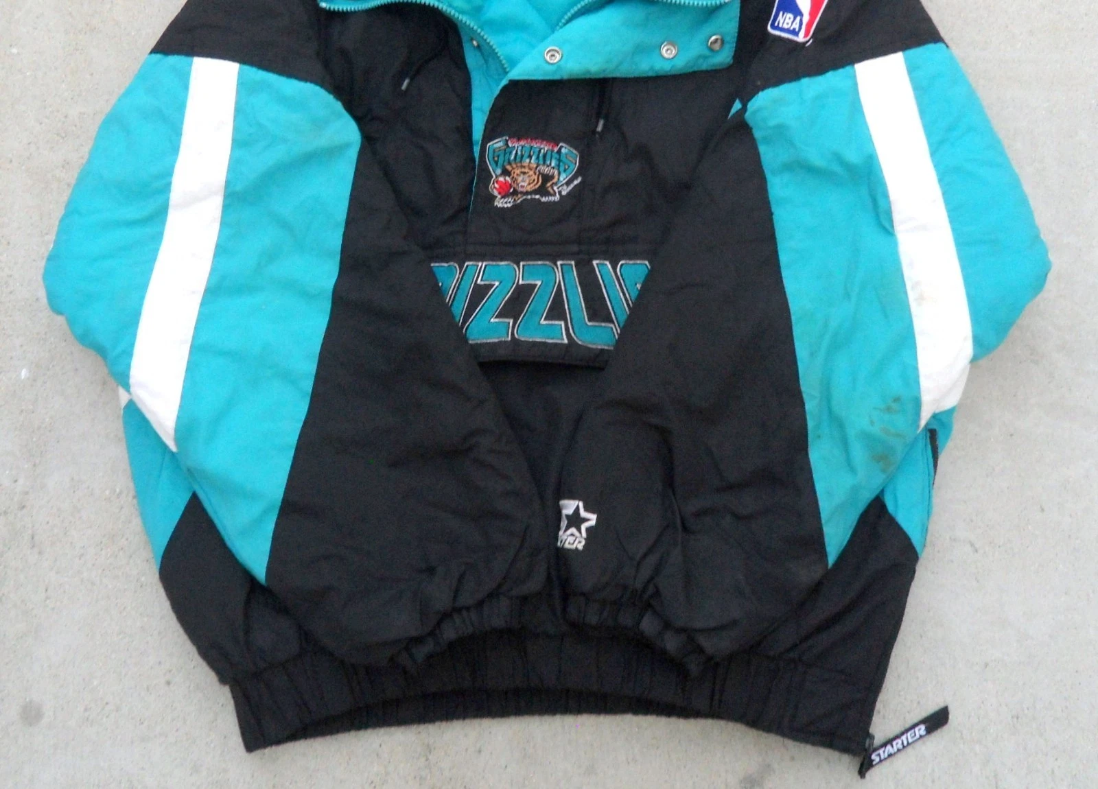 Vtg 90's Vancouver Grizzlies Starter Pull Over Jacket hooded Men's Large NBA image 11