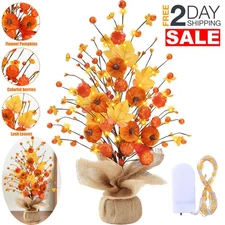 18" Lighted Artificial Pumpkin Tree Fall Farmhouse Decorations For Home Table