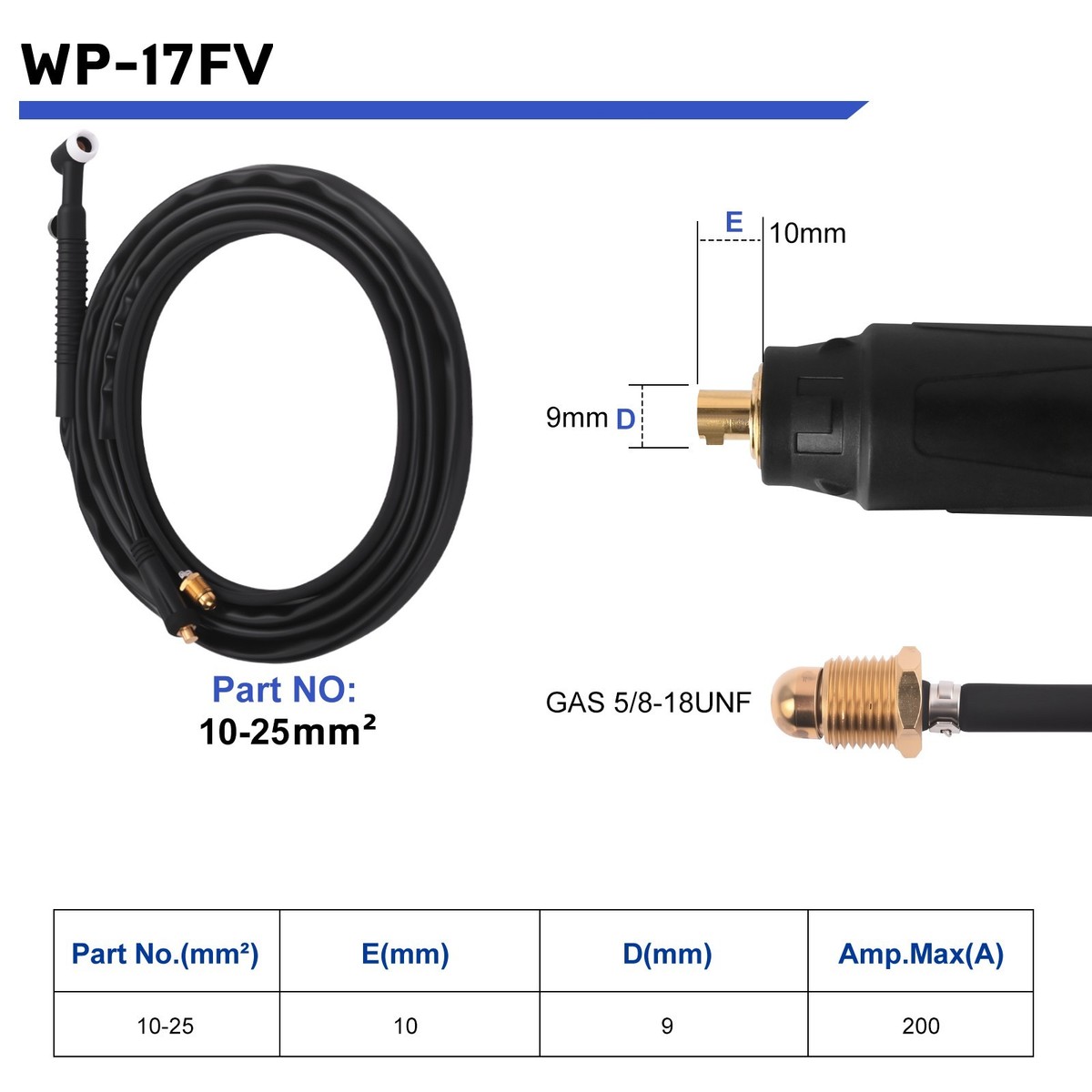10FT TIG Welder Torch Gun WP17V 17FV SR-17V 140A Air-Cooled gas