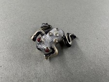 Vintage Metal Enamel Frog with Rhinestones Moving Articulated Legs Brooch Pin