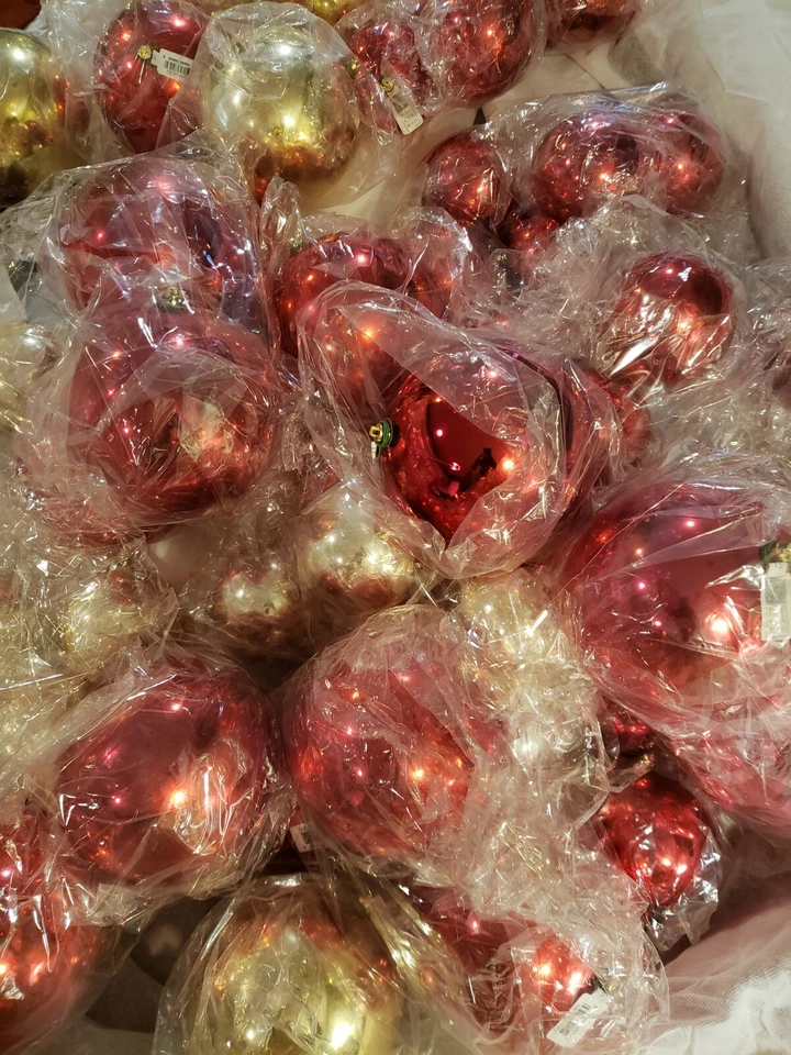 Vickerman Perforado UV Rojo Oro Brillante Bola Adornos, Navidad 51 ¡LOTE DE BOLAS! Foto 4 de 4