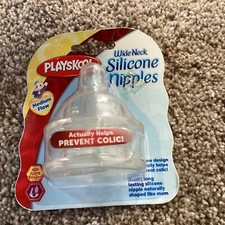Playskool Silicone Nipples 2pk Medium Flow Wide Neck New Prevents Colic