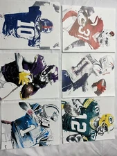 6 Football Prints Set of Wall Art 8"x10" UNFRAMED Edelman Manning Vikings