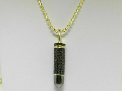 Ct Round Cut Black Simulated Diamond Bullet Pendant Gift