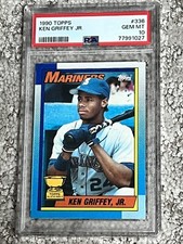PSA 10 BASEBALL CARD 1990 TOPPS ROOKIE HOF KEN GRIFFEY JR MARINERS BLOODY SCAR