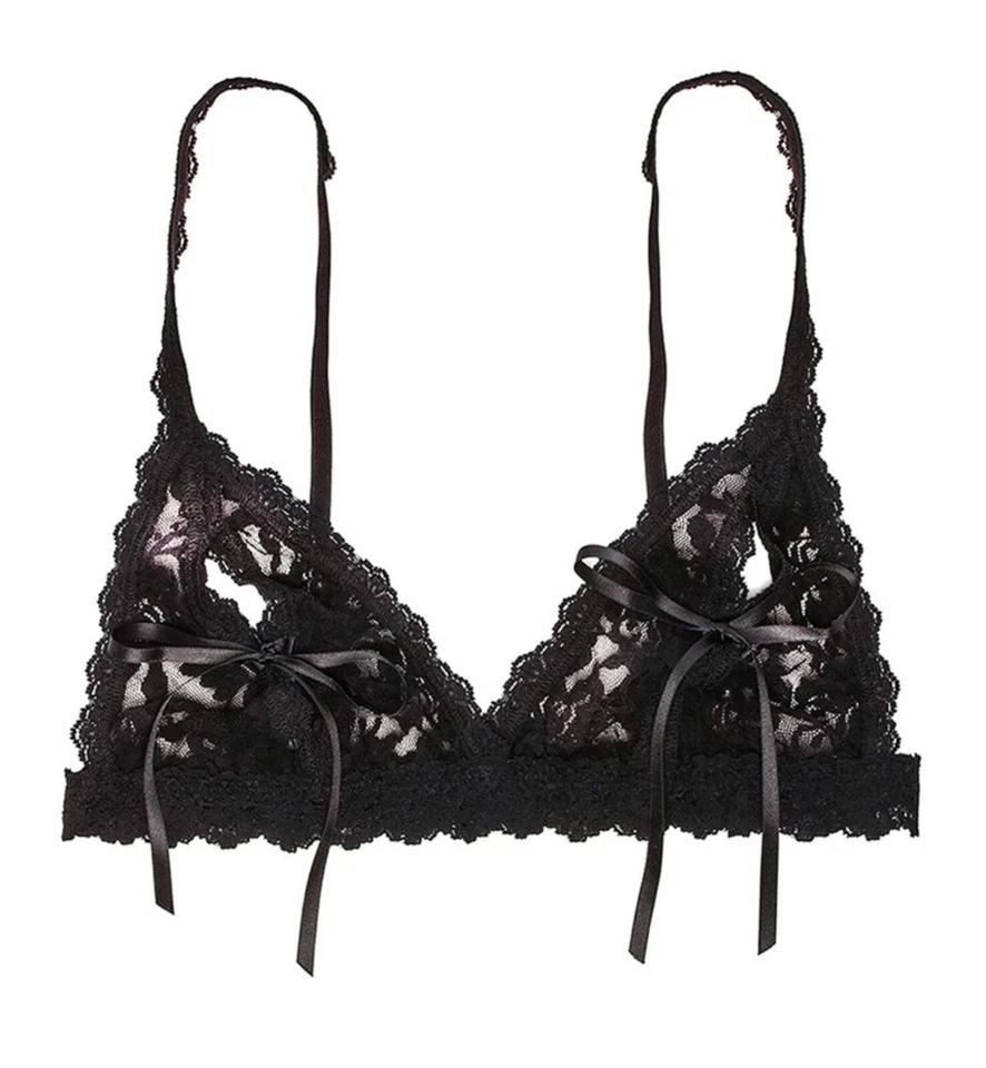 Sujetador Bralette Hanky Negro Rayas Peek-A-Boo Para Mujer Talla S L20050 Foto 2 de 3