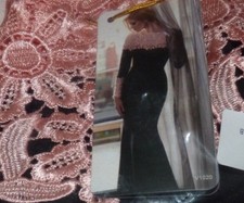 NEW Made2Envy Boat Neck Lace Mermaid Gown Dress Women XL X-Large Black Pink LLL3