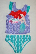 Toddler Girls Swimsuit THE LITTLE MERMAID 2 Pc Tankini Set TEAL PURPLE Size 2T