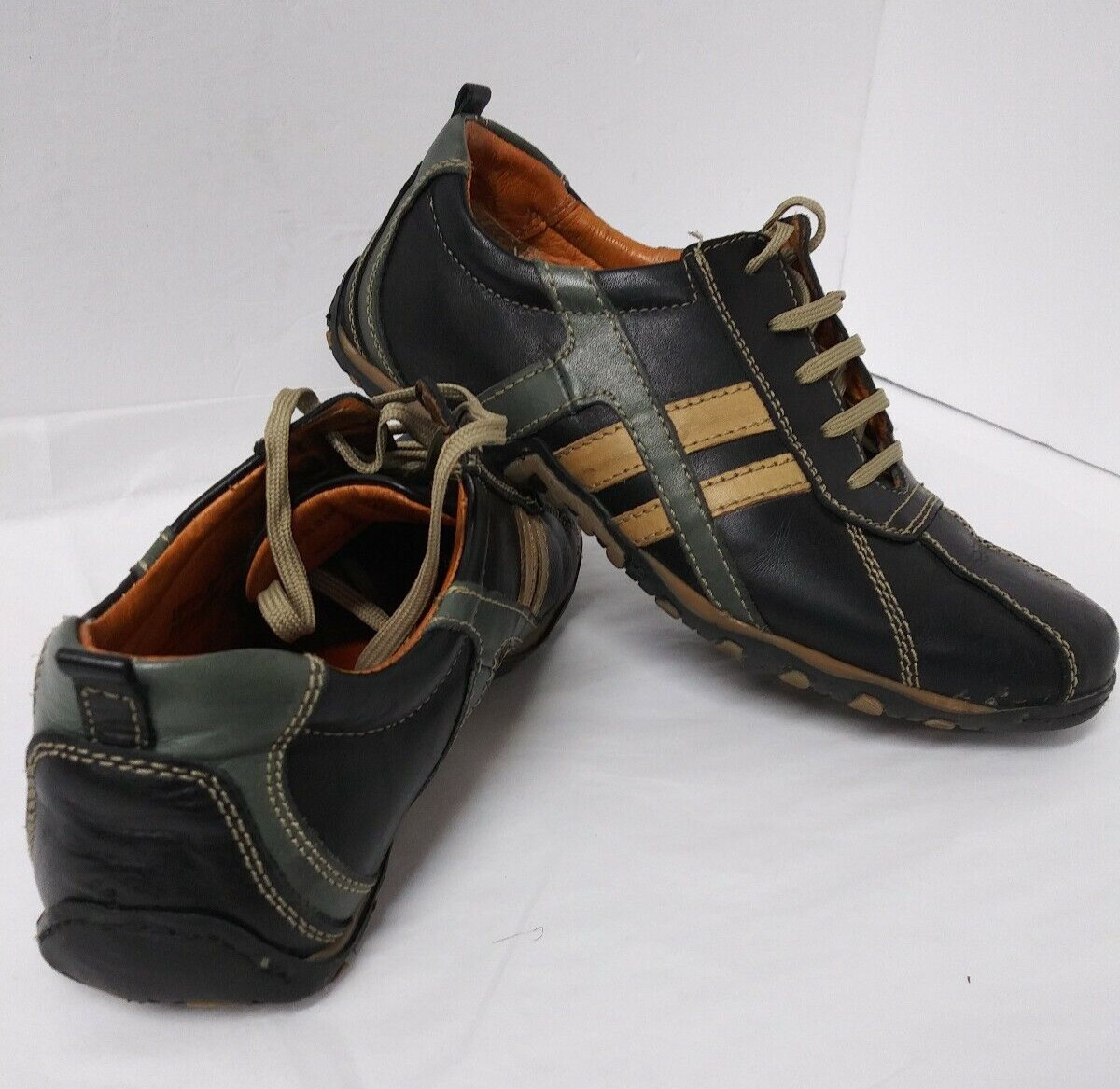 Bacco Bucci Shoes Mens 7.5 Troy Wide Italian Leather Sneakers Black