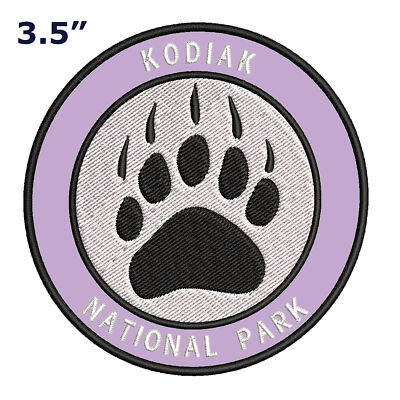 Kodiak Park Bear Patch Embroidered Iron-on Applique Nature Badge Wild Animals