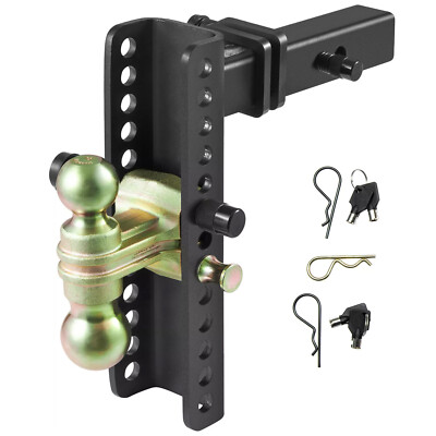 Trailer Hitch Tow Hitch Dual Ball Mount 2'' Receiver 10'' Drop 14000lb.Adjustable/