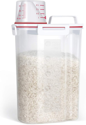Rice Storage Container 5 Lbs, Small Airtight Dry Food Container for Flour Red