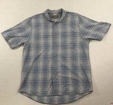 Timberland Mens Shirt Casual Button Front Plaid Blue Large Pocket Cotton