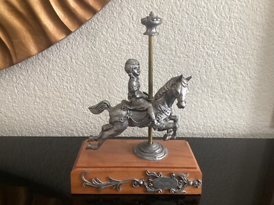 Vintage Park Carousel Pewter by M.A. Ricker Limited Edition Wood Base