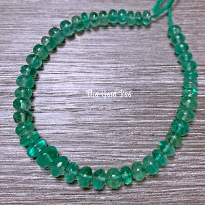 4 mm-5,6 mm Feine Kolumbianische SMARAGD Glatte Rondelle Perlen 5 Zoll Strang