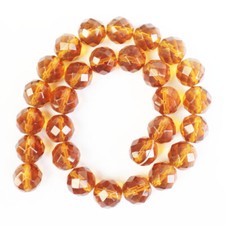 28Pcs 12mm Faceted Orange Crystal Round Ball Loose Beads SK63963