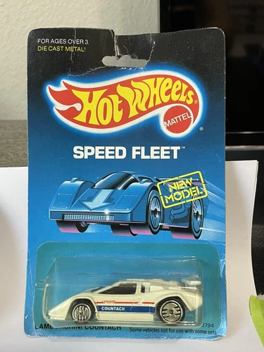 RARE 💫Vintage 1987 Hot Wheels  LP500S Lamborghini Countach White Crack Blister