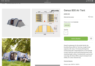 Eurohike Genus 800 Person Air Tent EHGENUS800PTL
