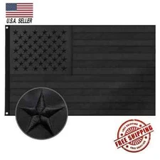 All Black American Flag 3x5 ft Embroidered USA Blackout Tactical US Black Flag