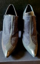 Nine West Leather & Felt High Heeled Zip-up Ankle Shoes size 10M Dark Gray
