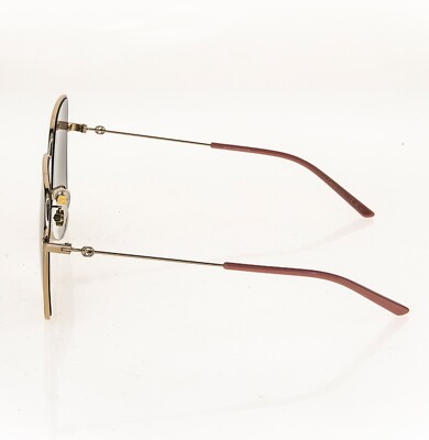 GUCCI Authentic 0443 Gold Gray Square Aviator Metal Retro Sunglass