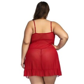 Women Lace Sexy-Lingerie Nightwear Babydoll Sleepwear Hollow Out Dress Plus Size