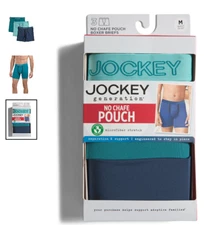 Jockey Men's Boxer Briefs 3 Pack Medium 32-34 Blue Teal Chafe Proof Pouch New
