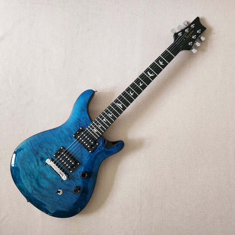 Electric Guitar Mahogany Body Quilted Maple Top Humbucker Pickup in Blue Set In