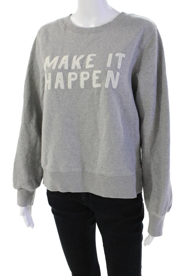 Anthropologie Mujer Algodón Manga Larga Cuello Redondo Cuello Redondo Gris Talla M Foto 2 de 4