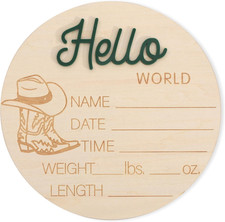 Western Cowboy Cowgirl Hello World - Hello World Baby Announcement Sign,Newborn