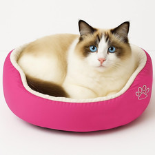 Calming Donut Cat Bed - Warm Pet Bed for Cats and Small Dogs - Anti-Anxiety Cozy