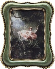 4x6 Vintage Picture Frame, Antique Green Ornate Photo Frame, for Tabletop and Wa