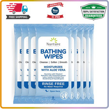 Nurture Rinse-Free Bathing Wipes   Aloe-Infused, Waterless Cleansing, 64 Wipes