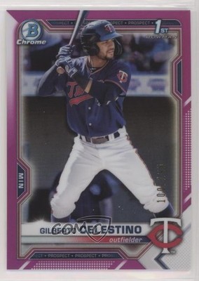 2021 Bowman Chrome Prospects Fuchsia Refractor Gilberto Celestino Rookie RC 02u3