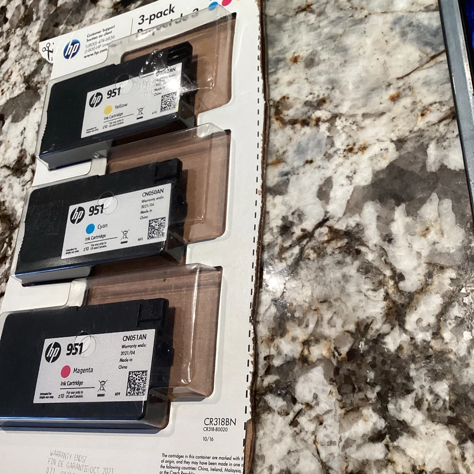 Paquete de 3 cartuchos de tinta color genuino HP 951XL amarillo cian magenta - 10/ 2021 Foto 4 de 4