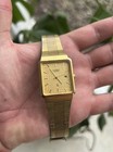 Vintage 1982 Citizen Mens Gold Tone Tank Watch Running 6010–841727