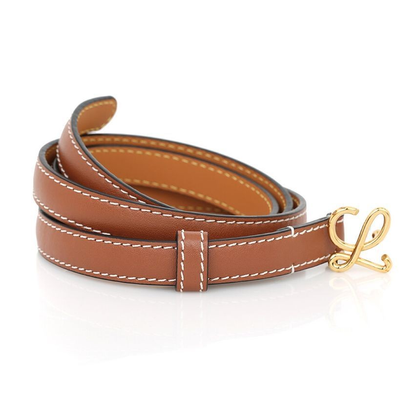 Loewe Smooth Calf Belt with Gold Buckle 1.5CM 102132812 | eBay