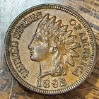 1892 Indian Cent Nice Original AU/Unc. Full Diamonds Dark Reverse CHRC