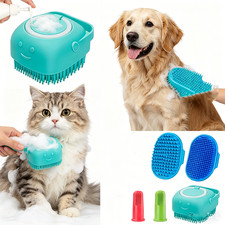 Pet Dog Cat Silicone Softy Massage Bath Brush Scrubber Shampoo Dispenser 