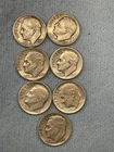 7) Silver Roosevelt Dimes Mixed Dates And Mint Marks.