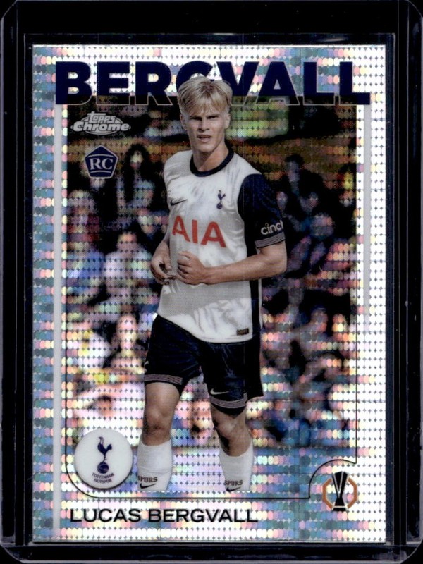 2024-25 Topps Chrome UEFA Lucas Bergvall RC Pulsar Refractor #112 Tottenham