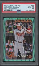 2024 Topps Chrome Aqua Raywave #88 Jackson Holliday 135/199 RC Gem Mint PSA 10