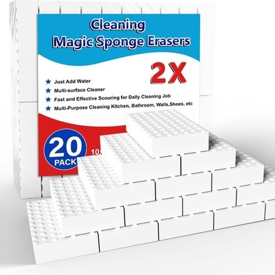 Magic Sponge Erasers, 20 Pack  2X Density Stronger Melamine Sponge Foam Pads