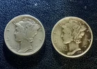 1944 and 1945 Mercury Dimes 90 % Silver