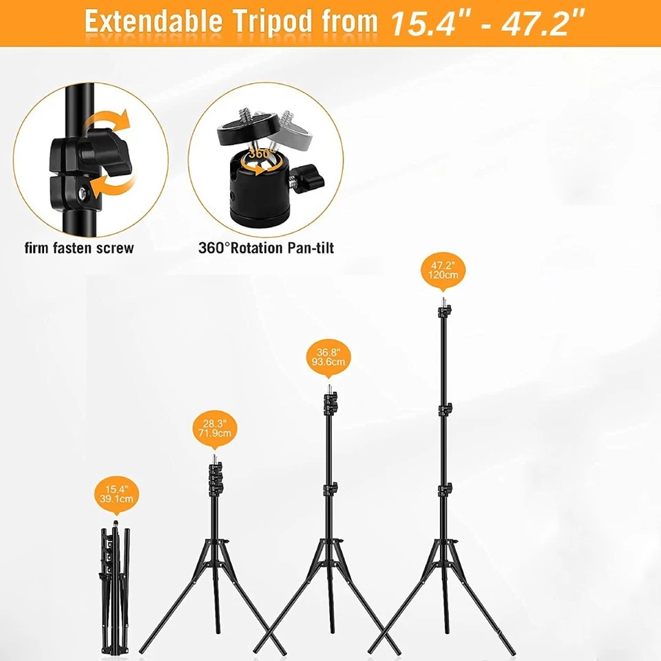 10" LED Ring Light w/Selfie Stick & Tripod Stand Kit for Phone Video Live Stream - Image 3 of 4