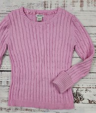 Y2K Cherokee Girls Pink Cable Knit Cotton Sweater Size 6/6X Classic Preppy Style