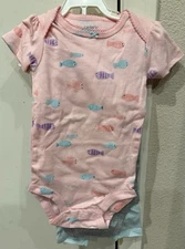 New Carters Girls 3-piece One Piece Pants Fish Pink Baby Size 12 Months