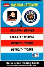 1987 Fleer Atlanta Braves / Detroit Tigers Team Stickers California Angels back
